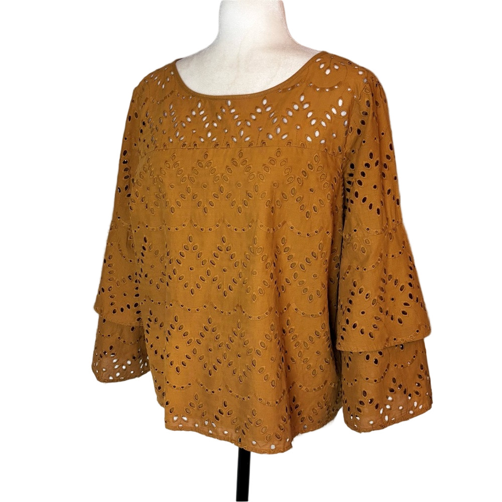 Ann Taylor brown eyelet blouse